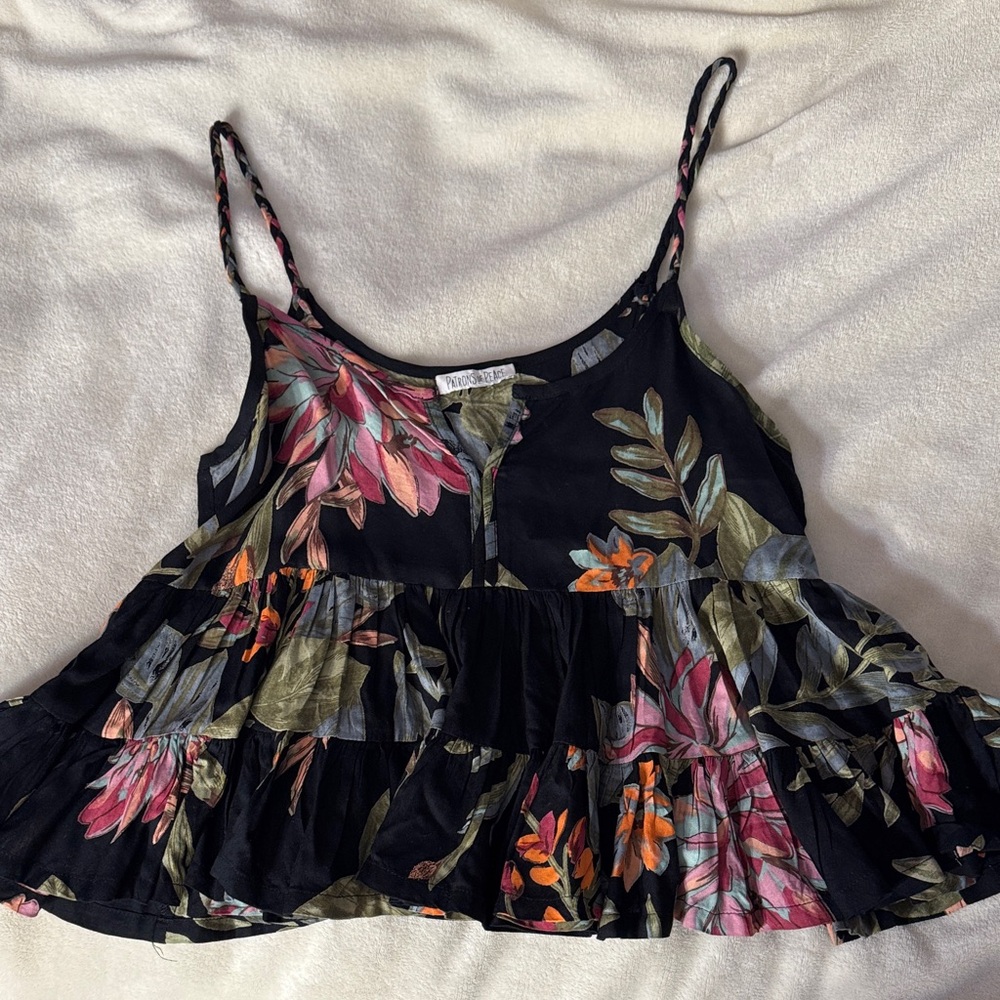 Floral Black Sleeveless Top
